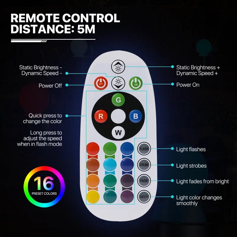 MoNiBloom LED Ball Light, 16 Color Rechargeable Night Light Dimmable Mood Lamp with Remote for Party Bar Decor