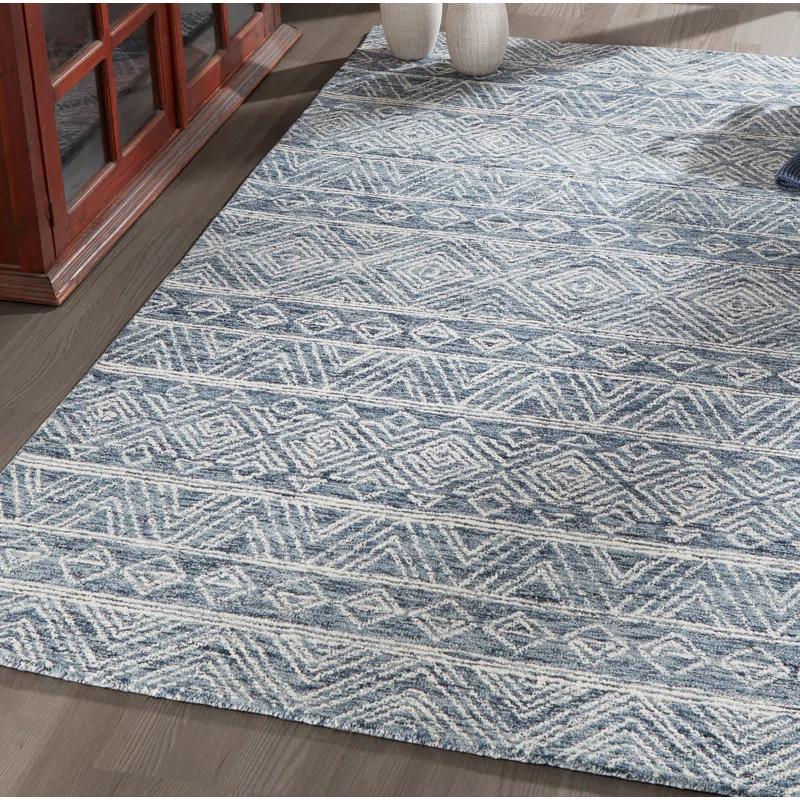 Union Rustic Adhley Hand-Hooked Wool Denim Area Rug