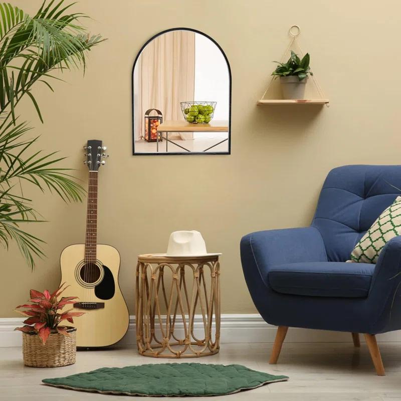 10X13 Inch Black Small Arched Mirror For Bathroom Vanity Mirror Or Wall Decor Arch Mirror Brushed Metal Frame Wall Mounted Mirror For Bathroom Livingroom Bedroom Entryway