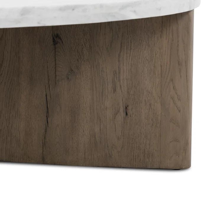 Voss Round Coffee Table - Natural and White Marble