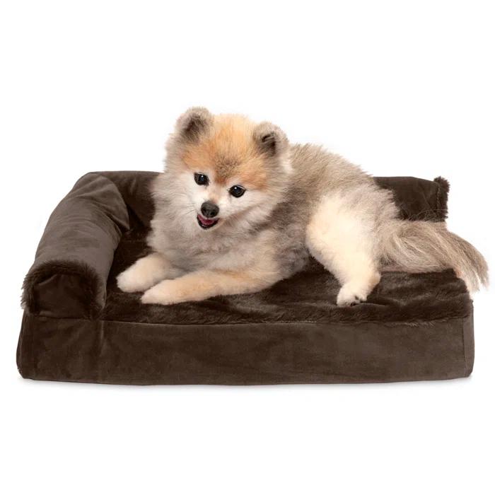 FurHaven Plush & Velvet Deluxe L-Chaise Orthopedic Pet Bed