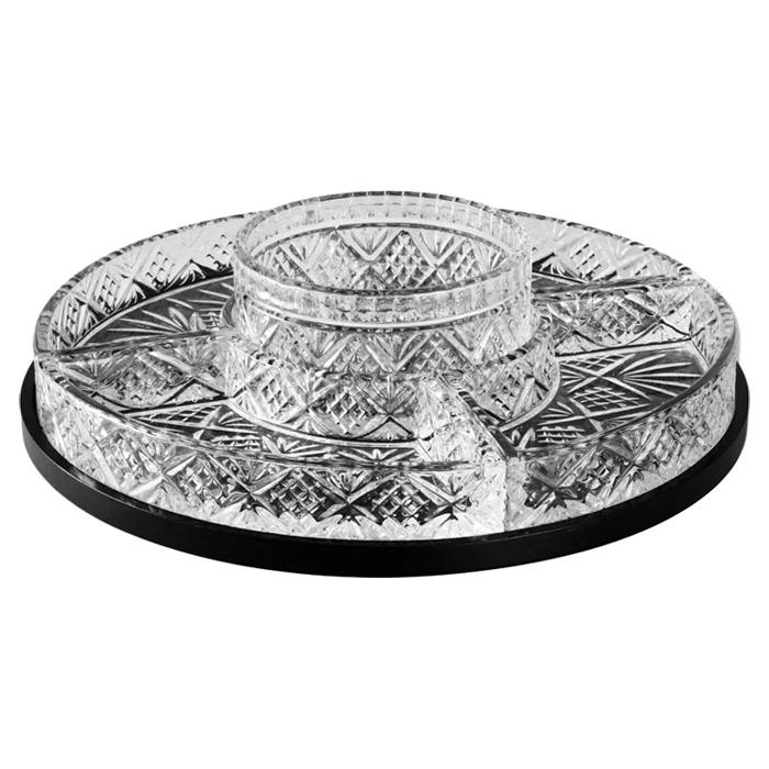 Godinger Silver Art Co Dublin Crystal 5 Section Lazy Susan