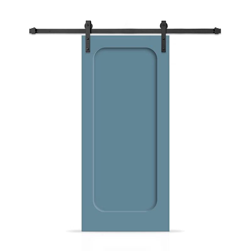 Calhome Curved 1 Panel Shaker Painted Composite Modern Interior Sliding Barn Door with Hardware Kit