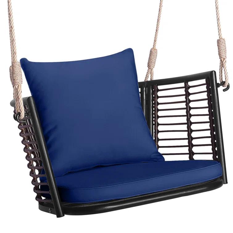 Arlmont & Co. Arlmont & Co. Patio Hanging Rattan Basket Chair Swing Hammock Chair With Seat Cushion