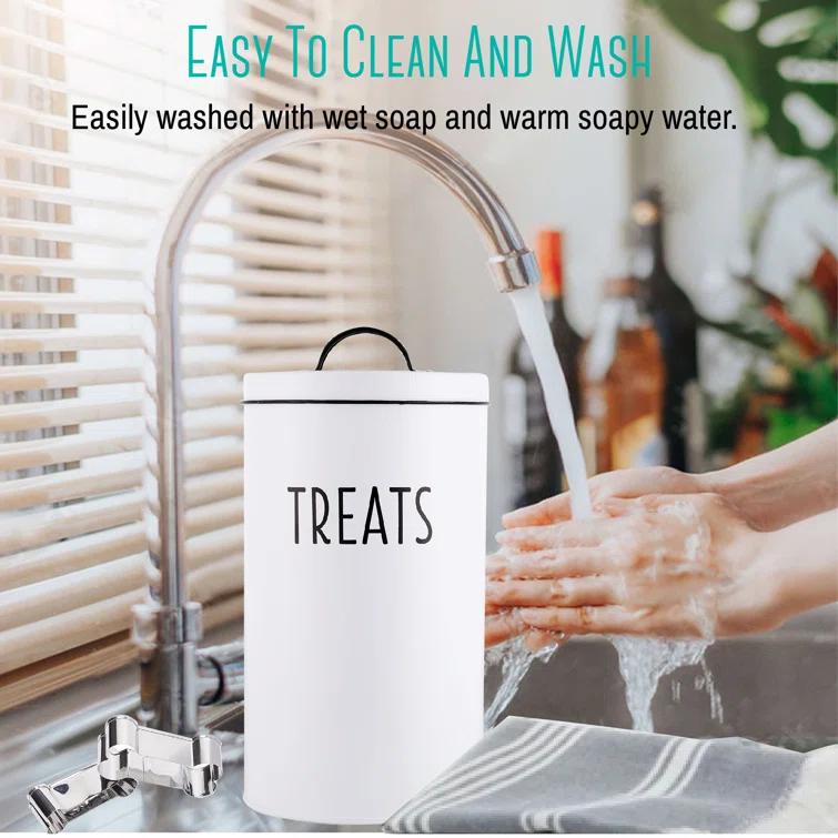 Outshine Co Outshine White Farmhouse Dog Food Bin Storage Container Cute Pet Food And Treat Canister With Lid & Reviews | Wayfair