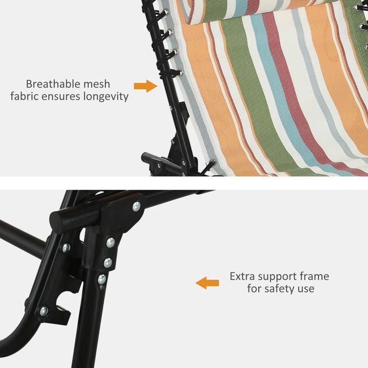 Sol 72 Outdoor™ Sherlyn 4-Level Adjustable Folding Beach Bed Reclining Lounger Cot Lightweight Portable Camping Hiking Backyard Outdoor Recliner Seat