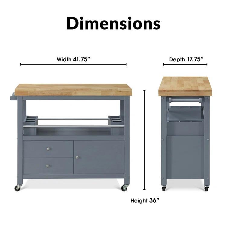ClickDecor Gerolakkos ClickDecor Anson Kitchen Island Bar Cart with Storage