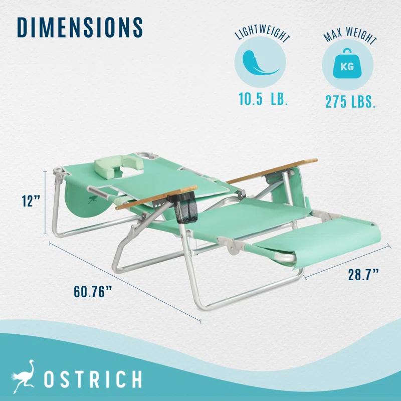 Ostrich Ostrich Deluxe Padded Lightweight Portable Adjustable Outdoor Reclining Folding Chair with Footrest