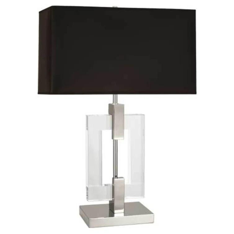 Rectangular Black Parchment Table Lamp with Matte Silver Lining