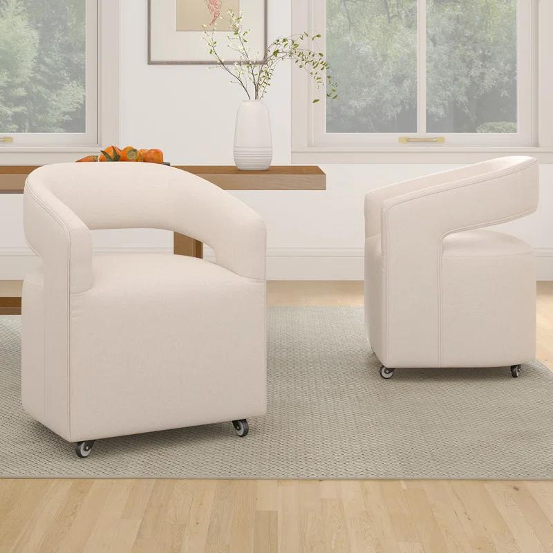 Orren Ellis Modern Dining Chairs Upholstered Dining Room Chairs Accent Chairs With Casters For Dining Room Living Room Set of 2