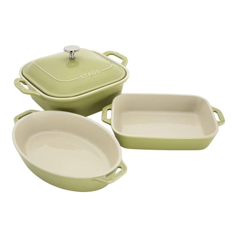 Staub Staub Ceramic 4-Pc Baking Pans Set, Casserole Dish With Lid, Brownie Pan,