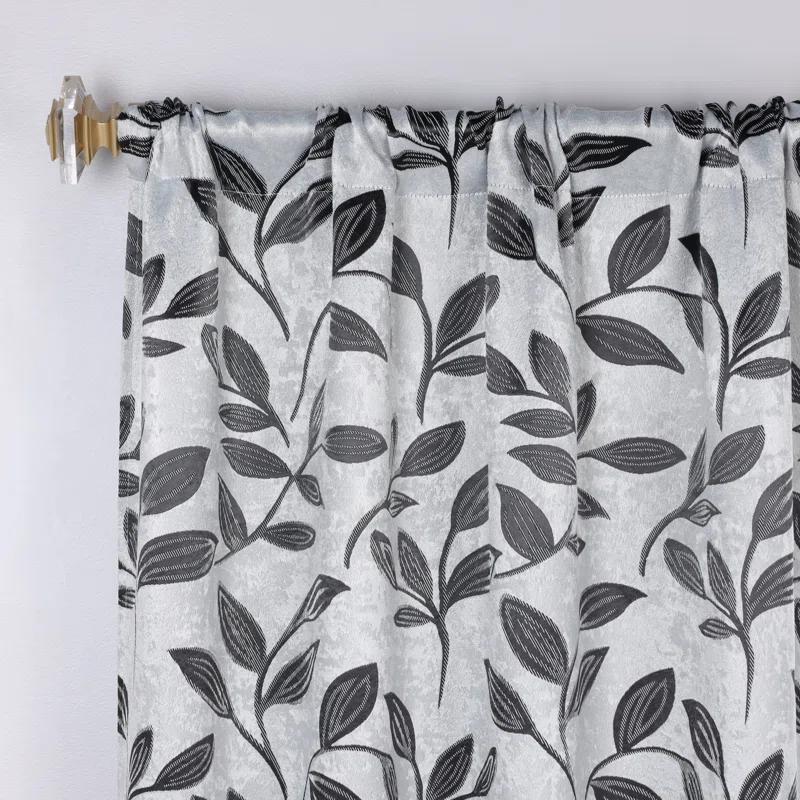 Modern Bohemian Leaves Polyester Machine Washable Room Darkening Blackout Curtains by Superior (Set of 2)