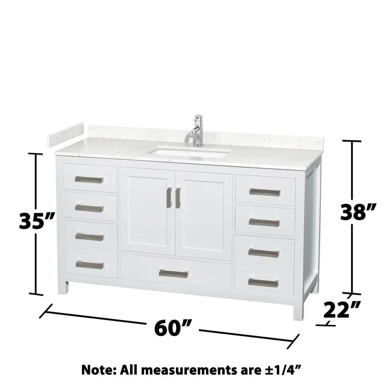 Wyndham Collection Sheffield 60" Freestanding Single Bathroom Vanity with Cultured Marble Top