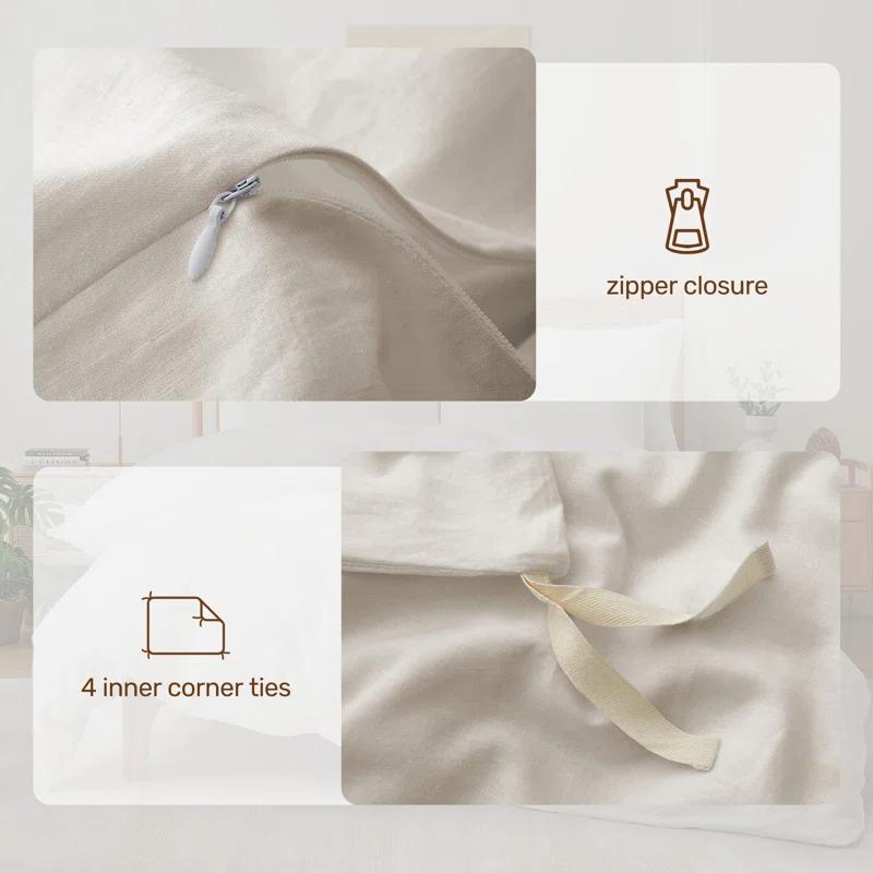 Peace Nest Linen and Cotton Duvet Cover with Pillowcase