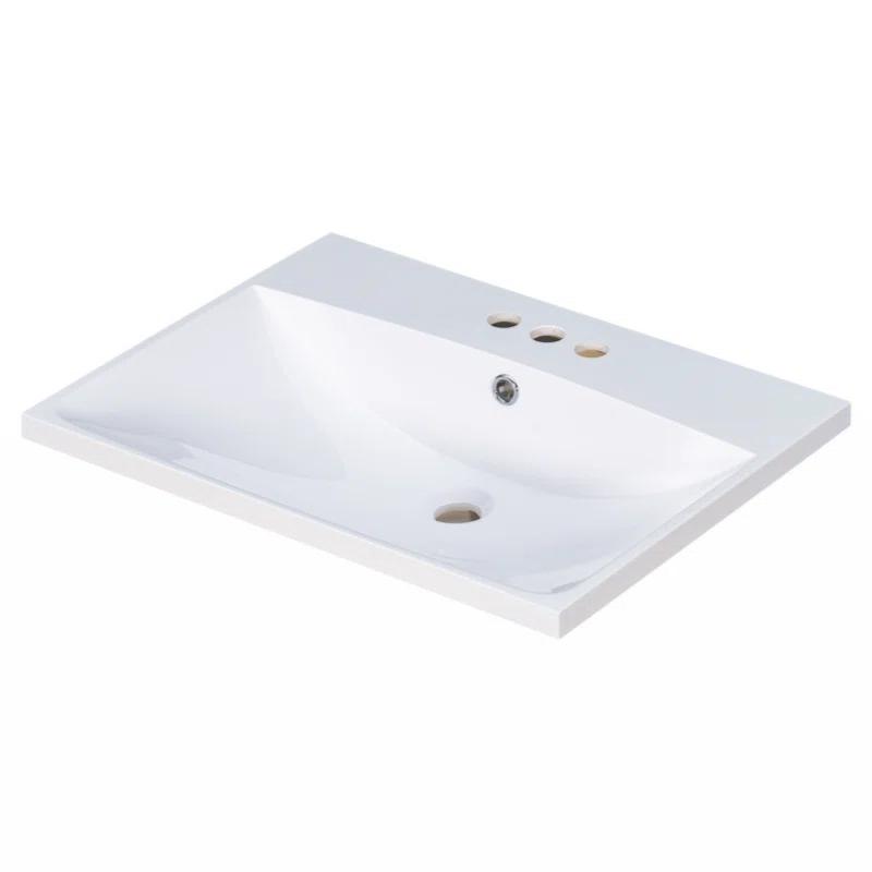 Wenty 18'' White Ceramic Rectangular Bathroom Sink
