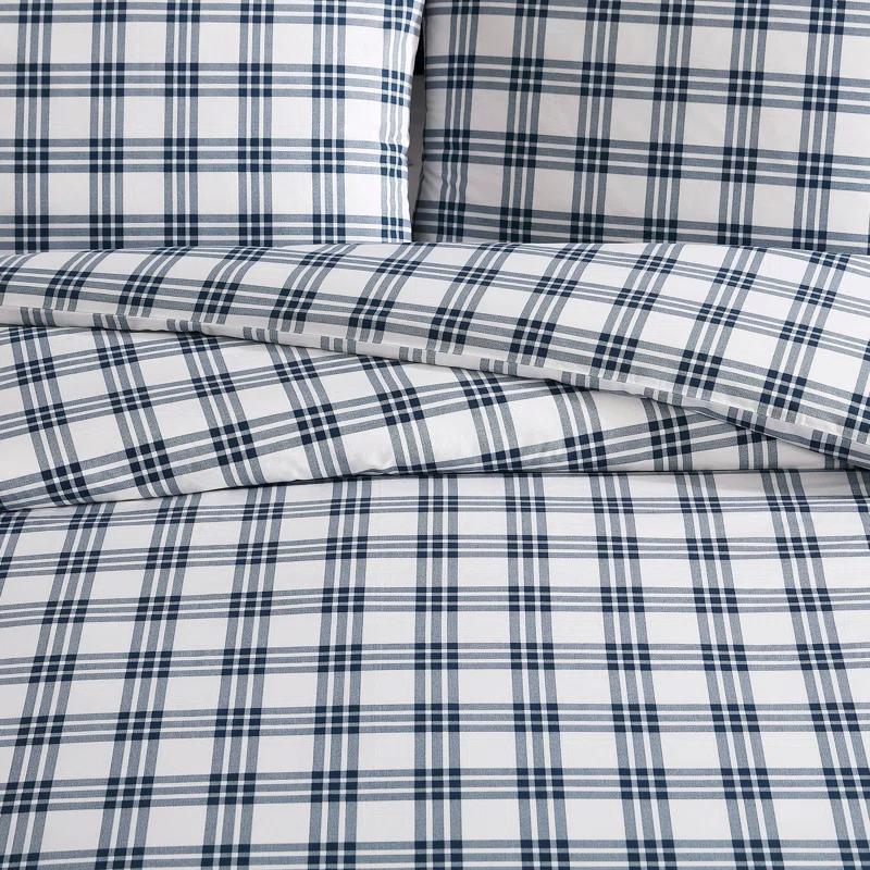 Eddie Bauer Arrowhead Eddie Bauer Basic Plaid Navy Cotton Percale Duvet Cover Set