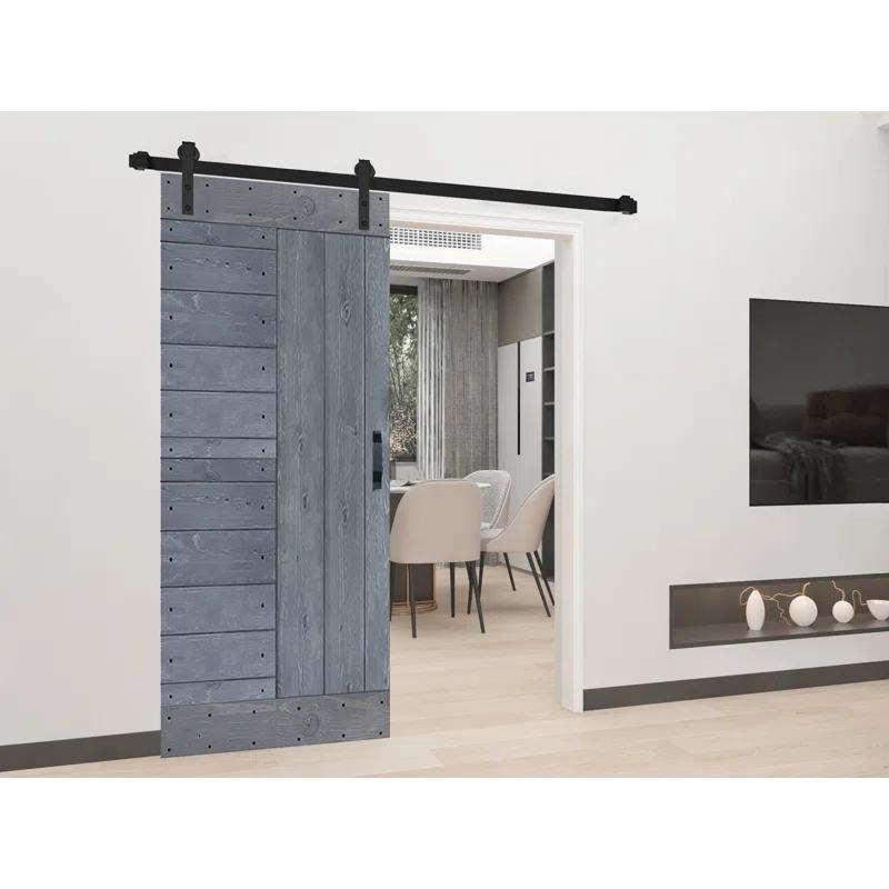 IsLife L Series Paneled Solid Wood Sliding Barn Door with Installation Hardware Kit -Assembly Needed
