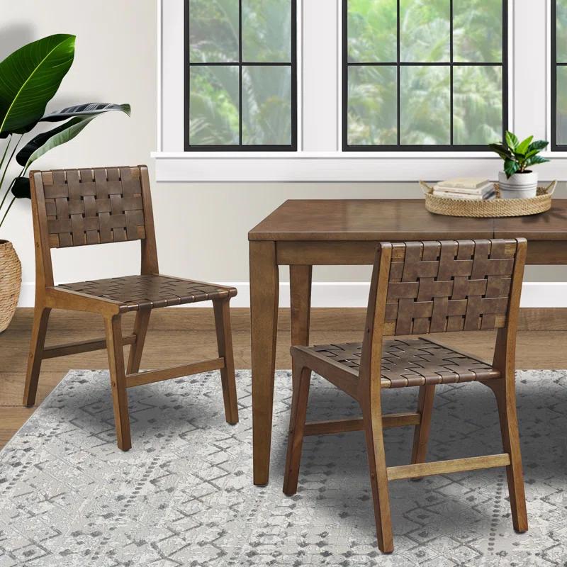 Hokku Designs Faux Leather Woven Dining Chairs Set Of 2