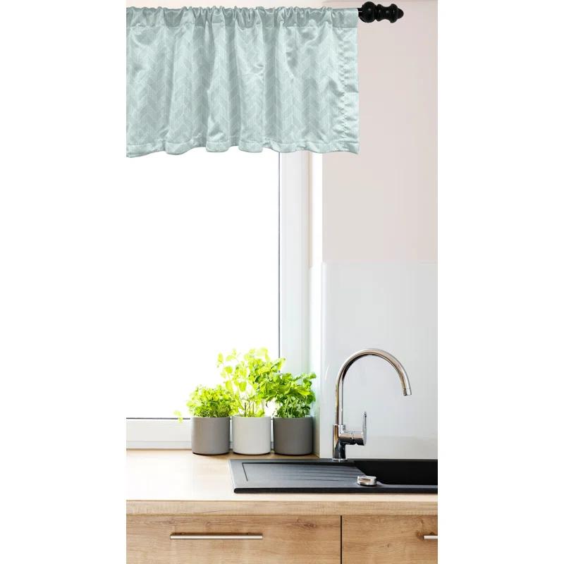 Ambesonne Ambesonne Geometric Valance Pack of 2 Pastel Monochrome Zigzags Pale Seafoam and White