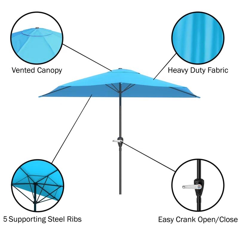 Pure Garden Summertime Umbrellas 3 Half Umbrella Outdoor Patio Shade - 9' Patio Umbrella with Easy Crank - Small Canopy for Balcony, Table, or Deck by Pure Garden