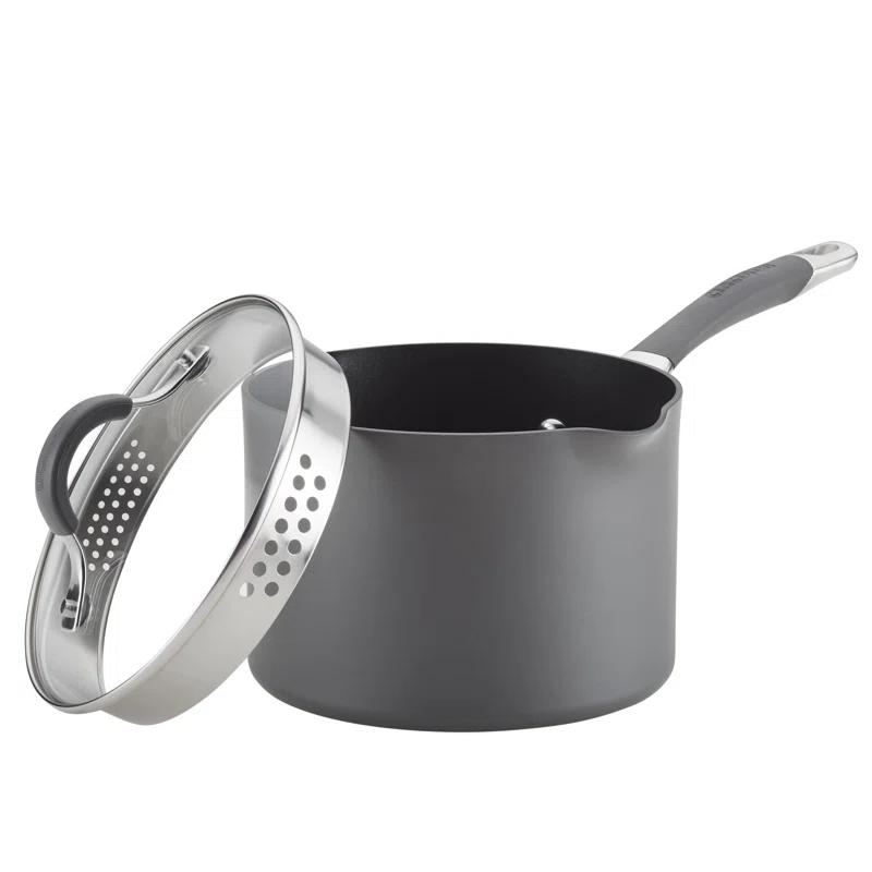 Circulon Circulon Radiance Hard-Anodized Nonstick Saucepan with Straining Lid, 3-Quart