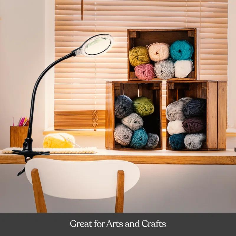 Brightech Lightview Pro 23.5 in. Adjustable Gooseneck Magnifying Desk Lamp