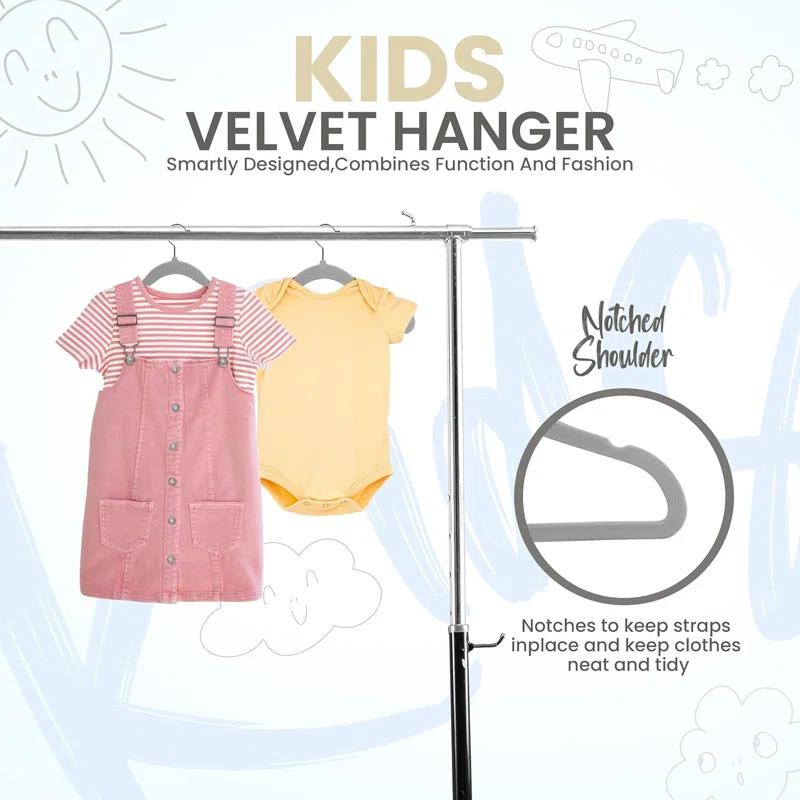 Rebrilliant Kids Hangers Velvet 50 Pack -Baby Felt Hangers Non Slip Toddler Hangers Childrens Hangers For Kid