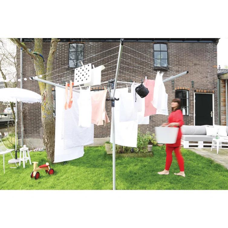 Brabantia Brabantia Lift-O-Matic Advance Outdoor Clothesline with Metal Ground Spike, Protective Cover and Peg Bag