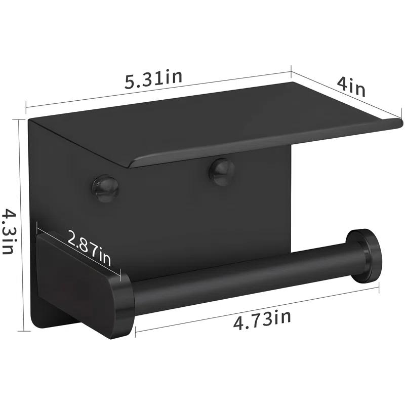 Stainless Steel Wall Mounted Toilet Paper Holder With Shelf - Durable & Convenient