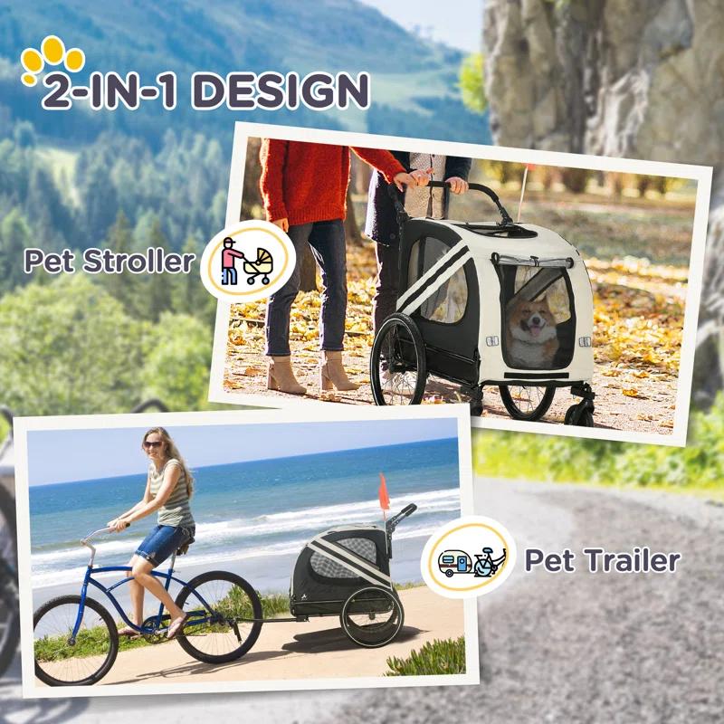 Aosom Foldable Pet Jogger Stroller with Detachable Carrier