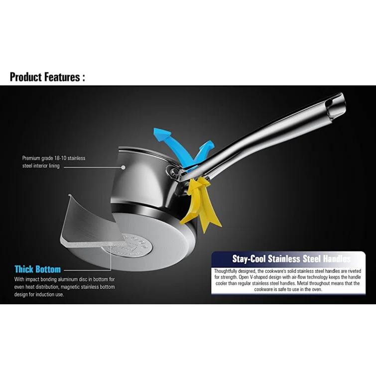 Cooks Standard Cooks Standard Classic 5 QT 11 inch Stainless Steel Saute Pan Frying Pan Skillet with Lid