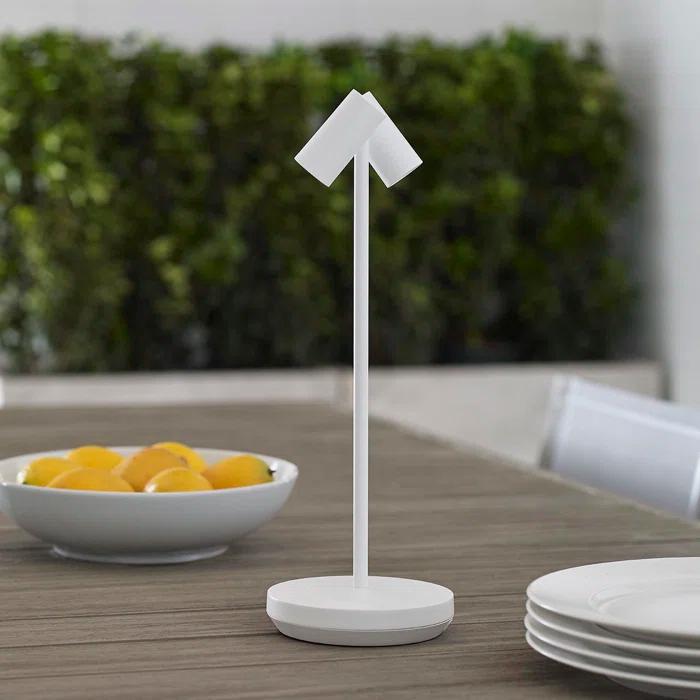 Matte White Adjustable Cordless Outdoor Table Lamp