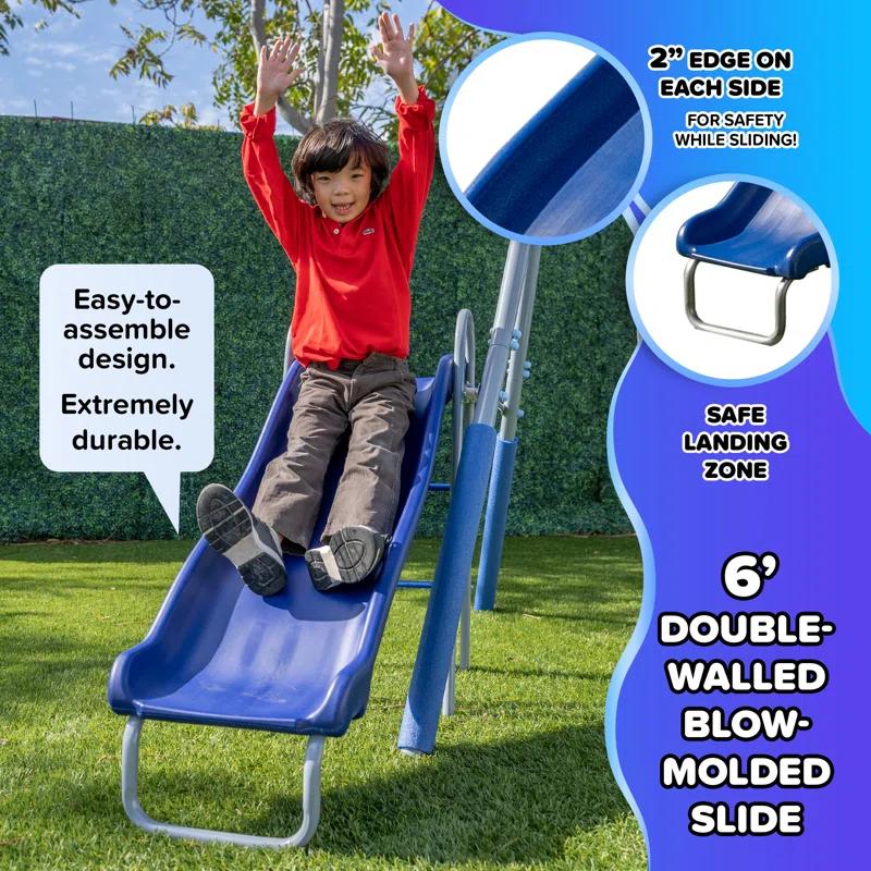 Sportspower Sportspower Shooting Star Metal Swing Set with Lifetime Warranty on 5' Double Wall Slide