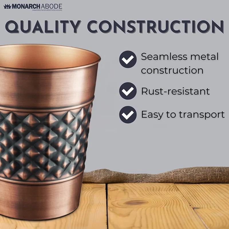 Monarch Abode Geometric Embossed Metal 1.7 Gallon Waste Basket