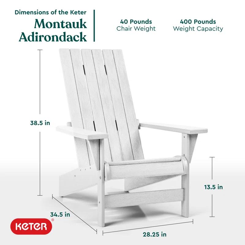 Keter Keter Montauk Adirondack Chair Modern Premium Weatherproof Outdoor Patio Furniture Ideal for Entertaining by the Pool or Backyard Fire Pit