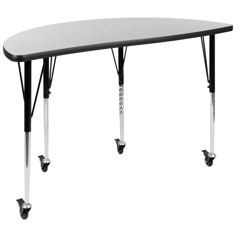 Flash Furniture Goddard Half Circle Wave Collaborative Adjustable Height Activity Table