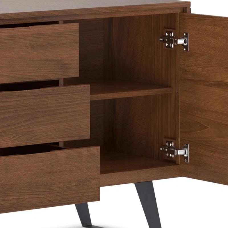 Simpli Home Lowry 60"W Solid Wood Modern Industrial 2-Door Sideboard Buffet with 3 Center Drawers