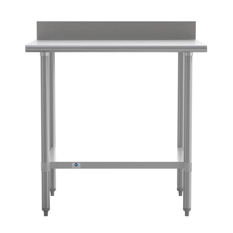 Flash Furniture Commercial Stainless Steel Kitchen Prep and Work Table with Shelf and Backsplash