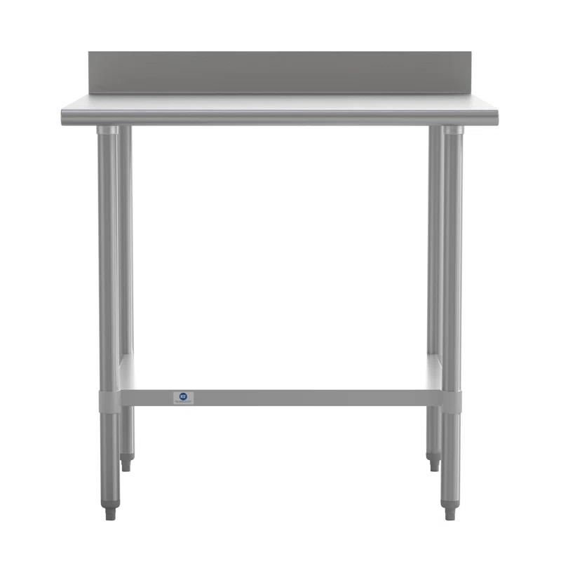 Commercial Stainless Steel Kitchen Prep and Work Table with Shelf and Backsplash