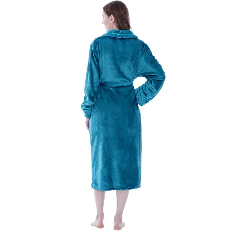 Everly Quinn Fleece Mid-Calf Bathrobe with Pockets