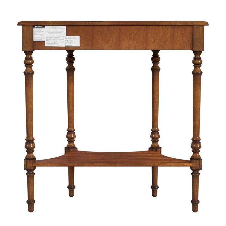 Danelle Light Cherry Wood Demilune Console Table with Storage