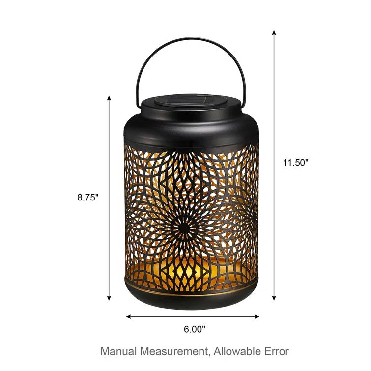 Winston Porter 8.75"H Metal Cutout Solar Powered Outdoor Hanging Lantern