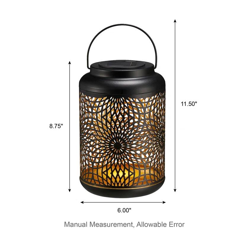 Winston Porter 8.75"H Metal Cutout Solar Powered Outdoor Hanging Lantern