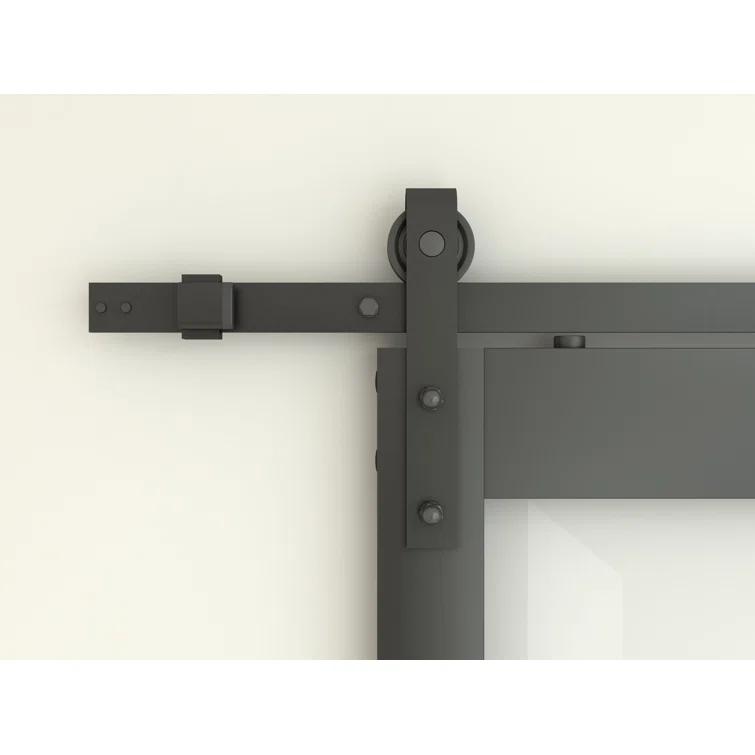 Calhome 5 Lite Tempered Frosted Glass Finished Composite Interior Sliding Barn Door with Hardware Kit