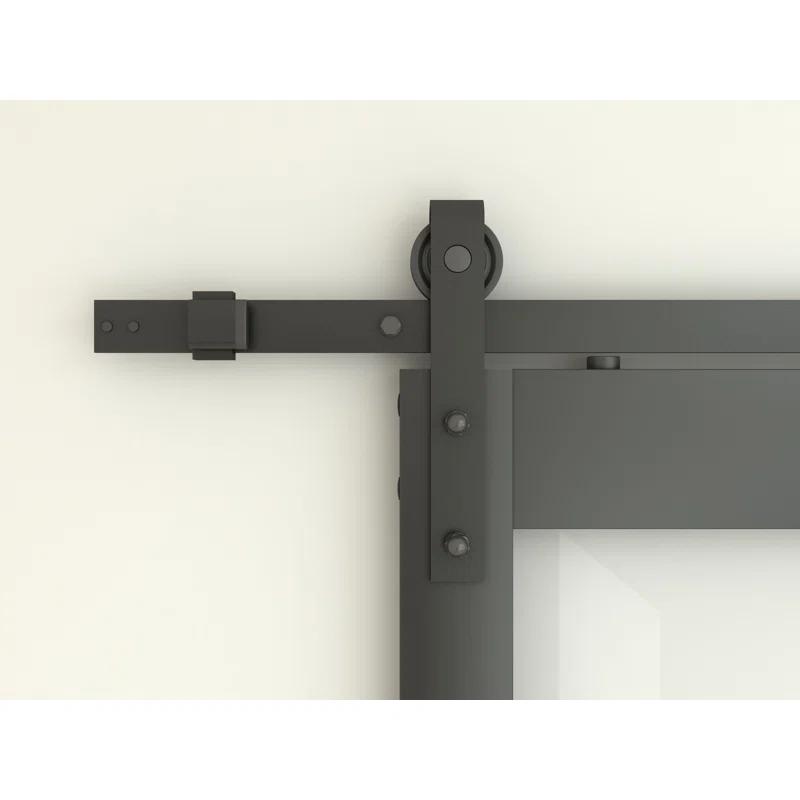 Calhome 5 Lite Tempered Frosted Glass Finished Composite Interior Sliding Barn Door with Hardware Kit