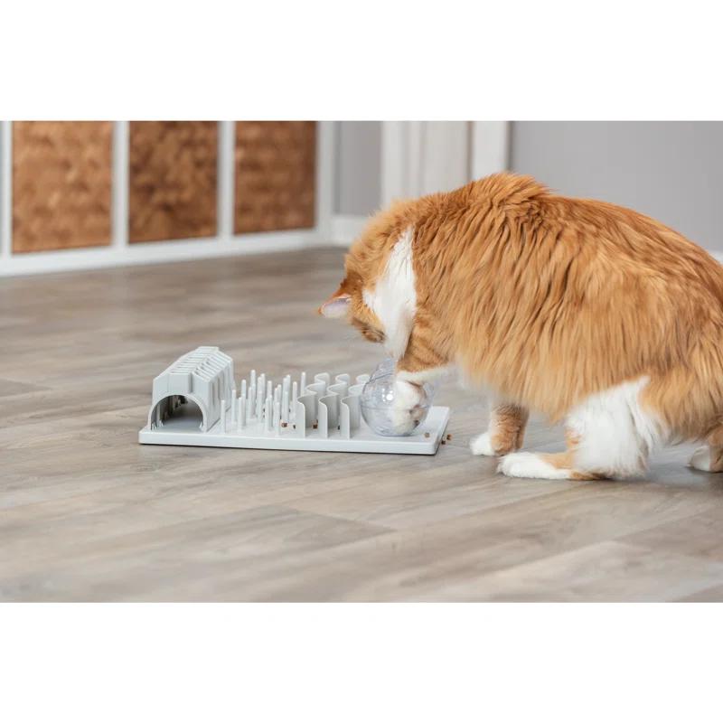 TRIXIE TRIXIE Fun Board Strategy Game for Cats, Puzzle Toy, Treat Dispenser, Interactive Play, White