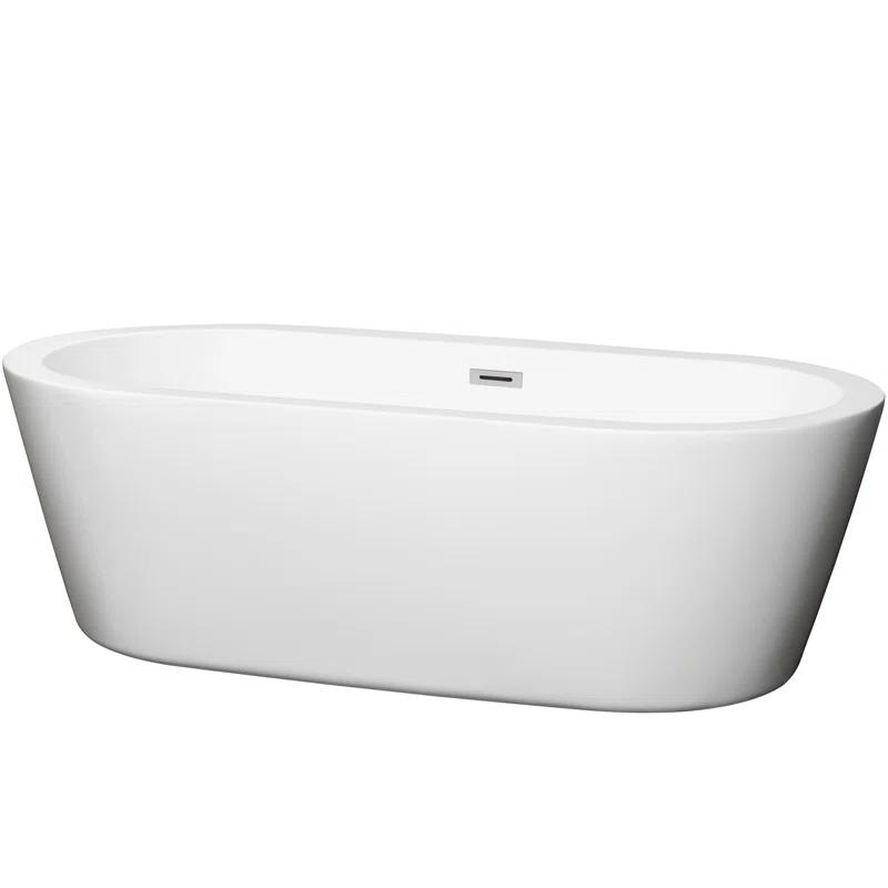 Wyndham Collection WCOBT100371 Mermaid 71'' x 33.5'' Freestanding Soaking Acrylic Bathtub