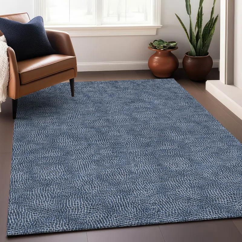 Machine Washable Indoor/Outdoor Chayden ACN1057 Navy Rug