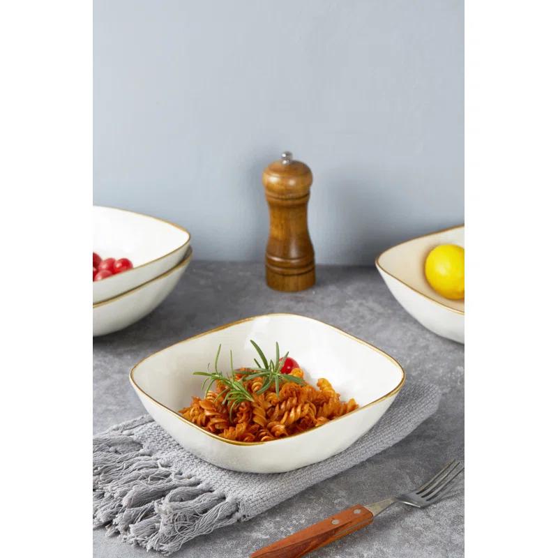 Famiware 8'' Stoneware Large Square Pasta Bowl (Set of 4)
