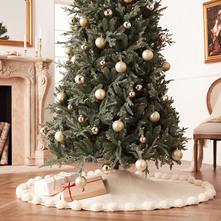 Cream Handmade Wool Felt Pom-Pom Tree Skirt